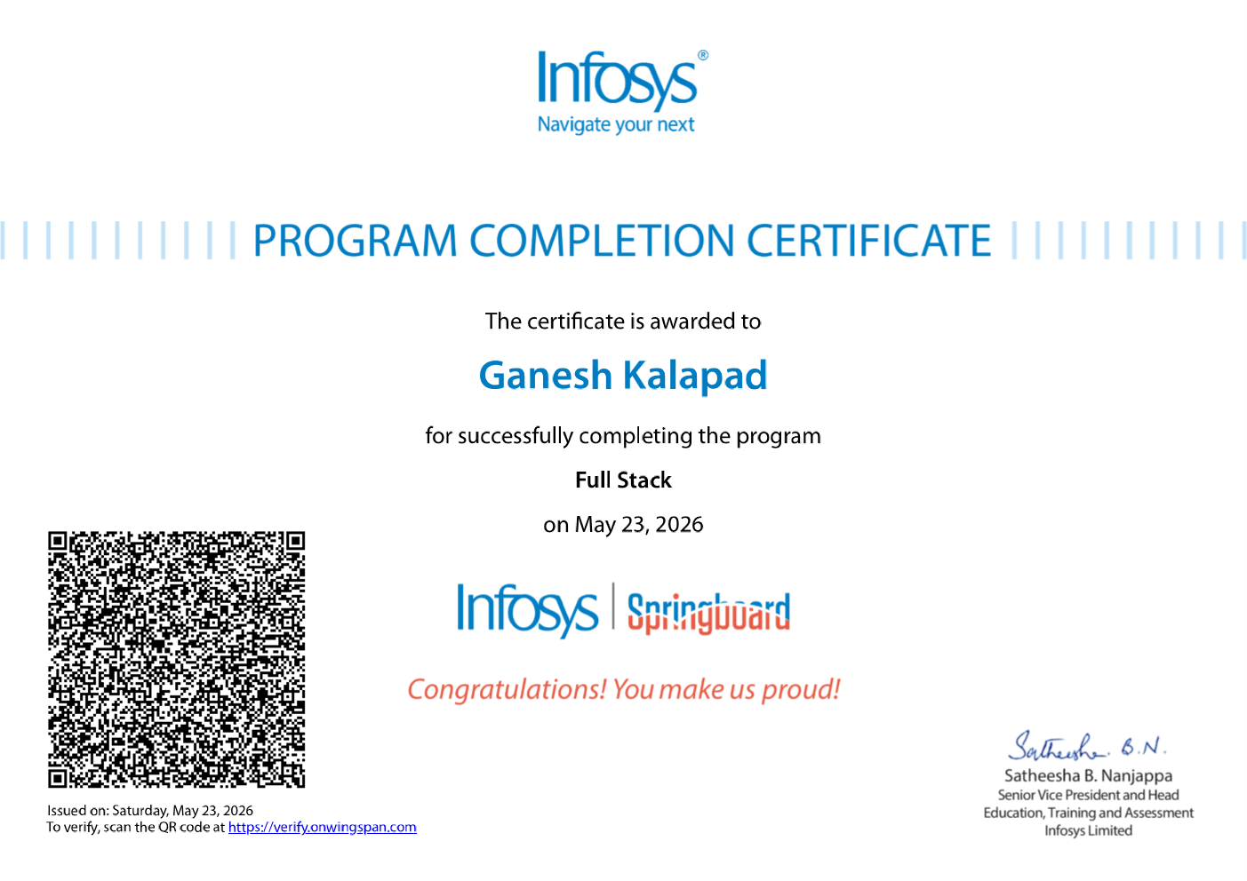 Full Stack Program Completion